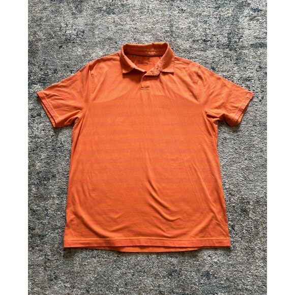 Under Armour Polo Shirt Men's Short Sleeve Striped Orange Heatgear Size Large - Picture 1 of 6